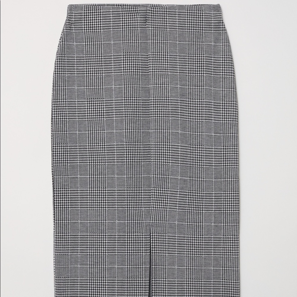 black and white plaid checked pencil skirt M